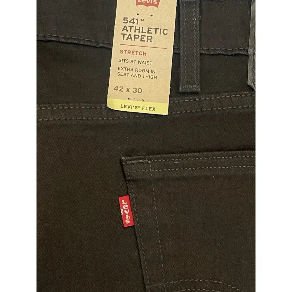 New Levis 541 Taper Jeans 42 x 30 Soft Black Stretch Measure 44/30
